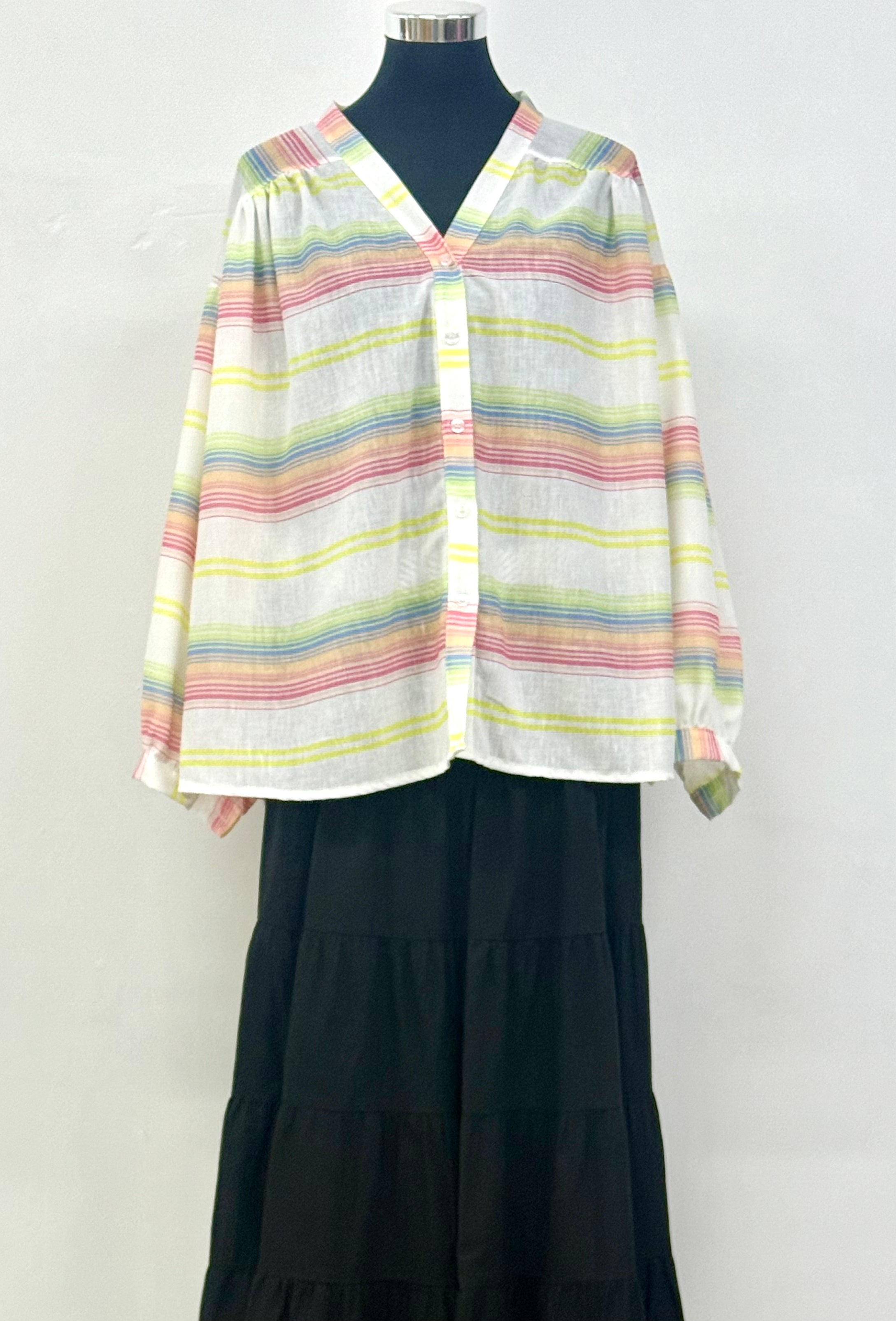 Striped V-Neck Blouse