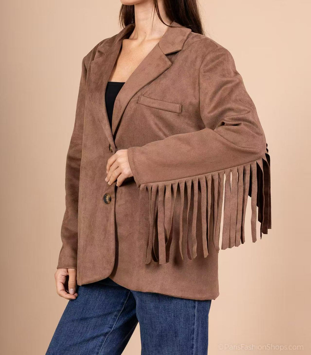 Veste Suédine à Franges