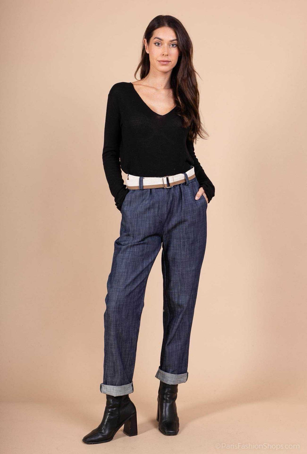 Soho Relaxed Denim Pants with Belt