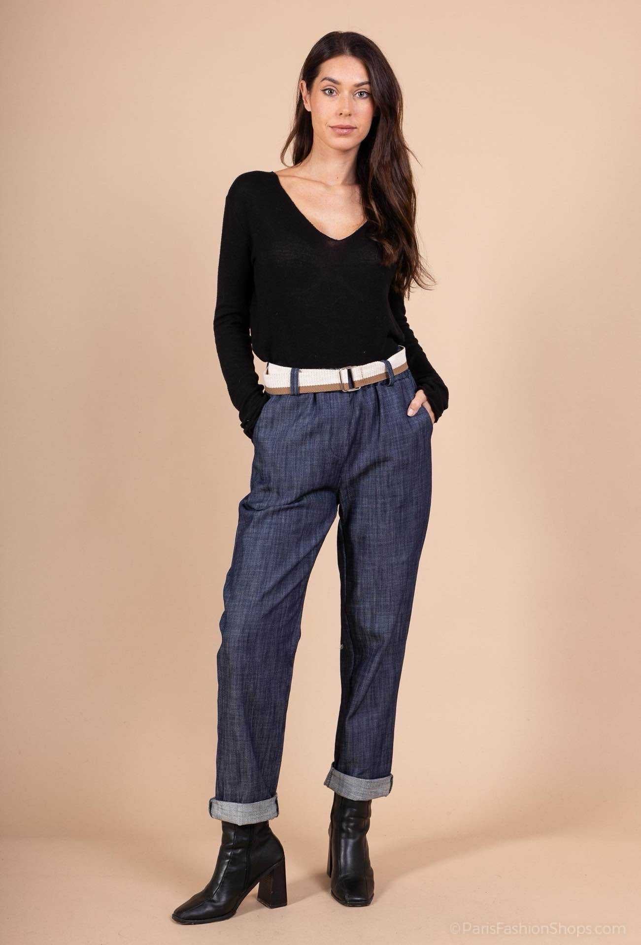 Soho Relaxed Denim Pants with Belt