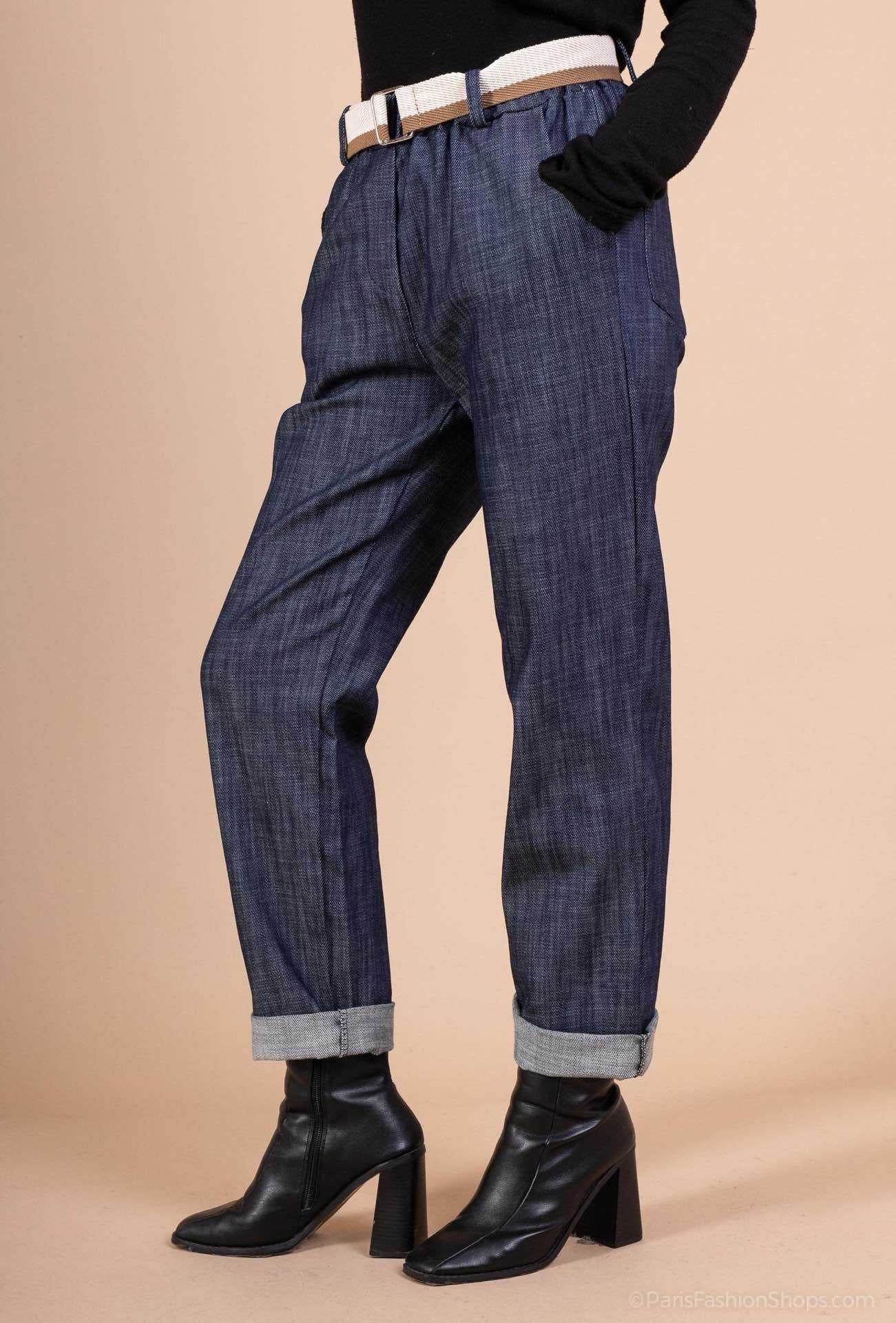 Soho Relaxed Denim Pants with Belt