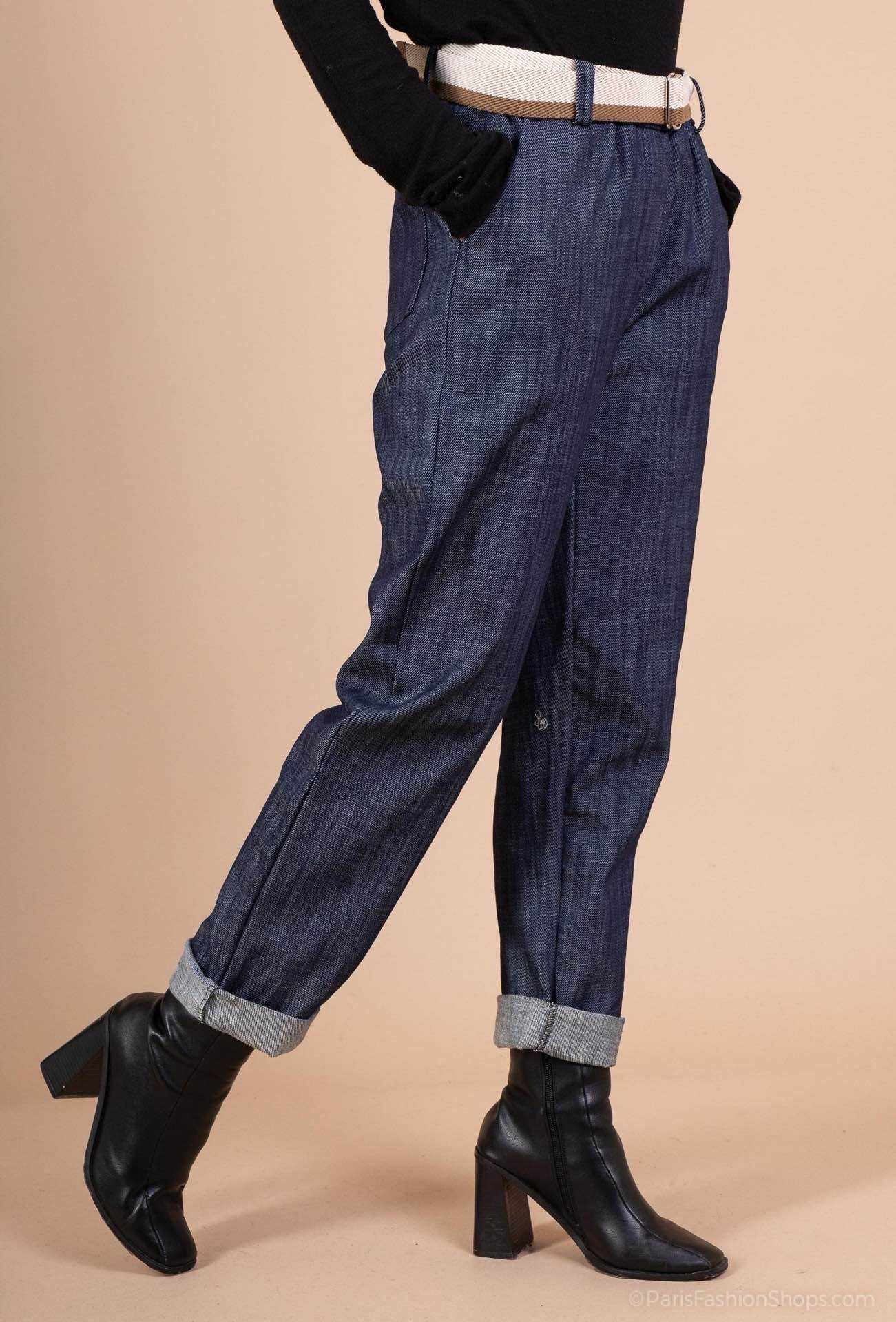 Soho Relaxed Denim Pants with Belt