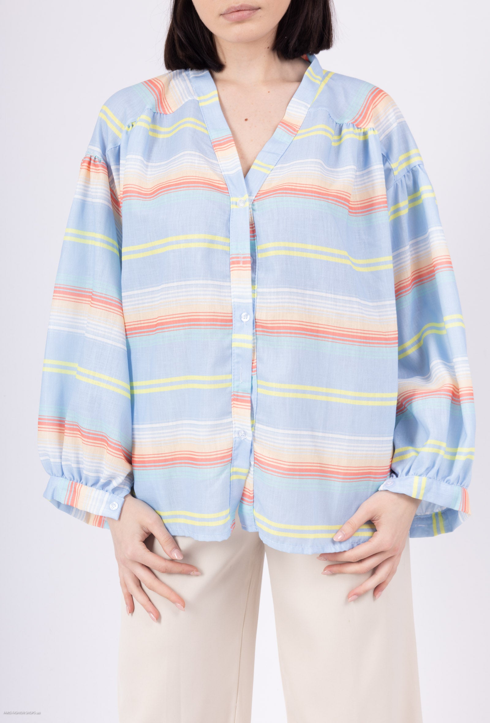 Striped V-Neck Blouse