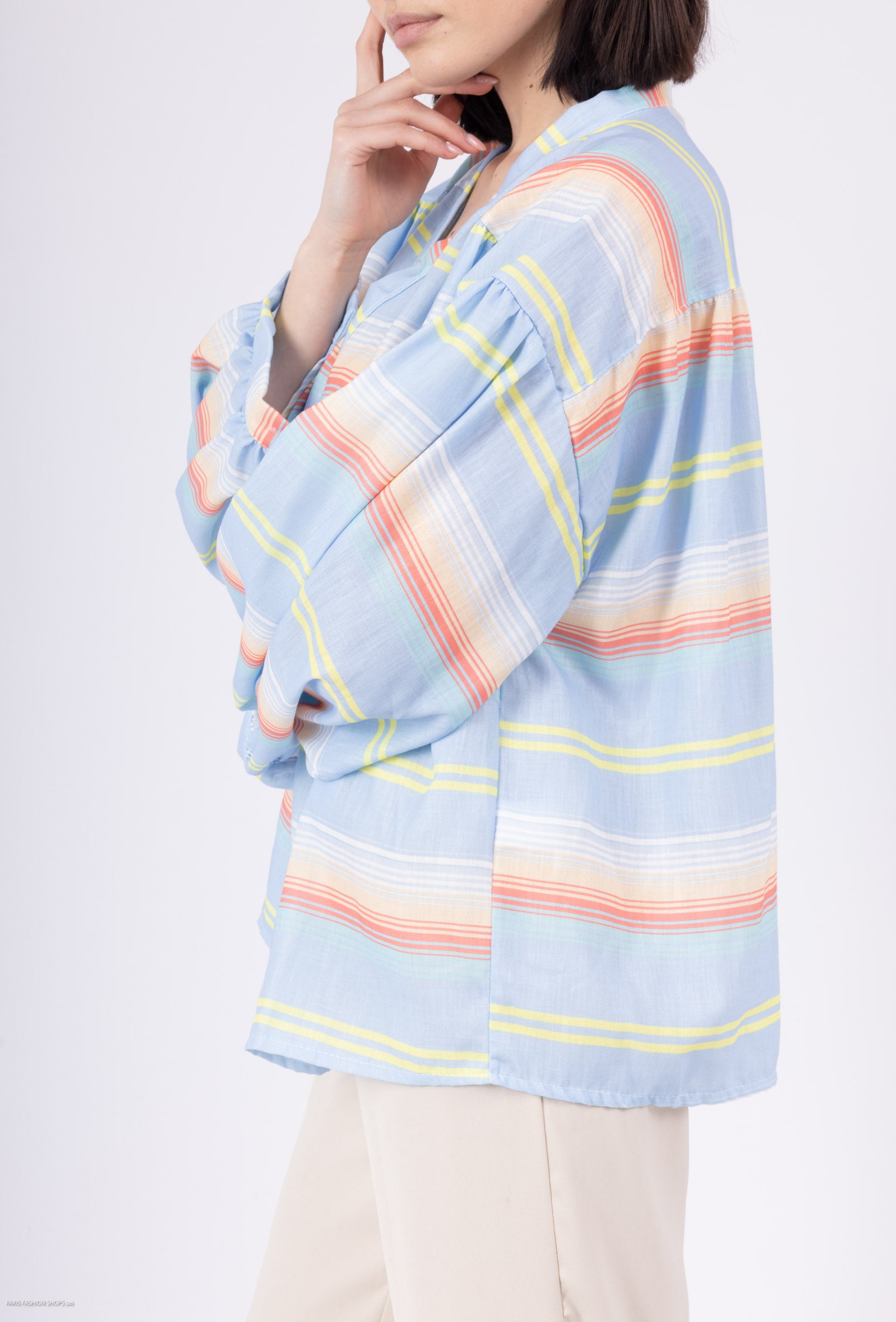 Striped V-Neck Blouse