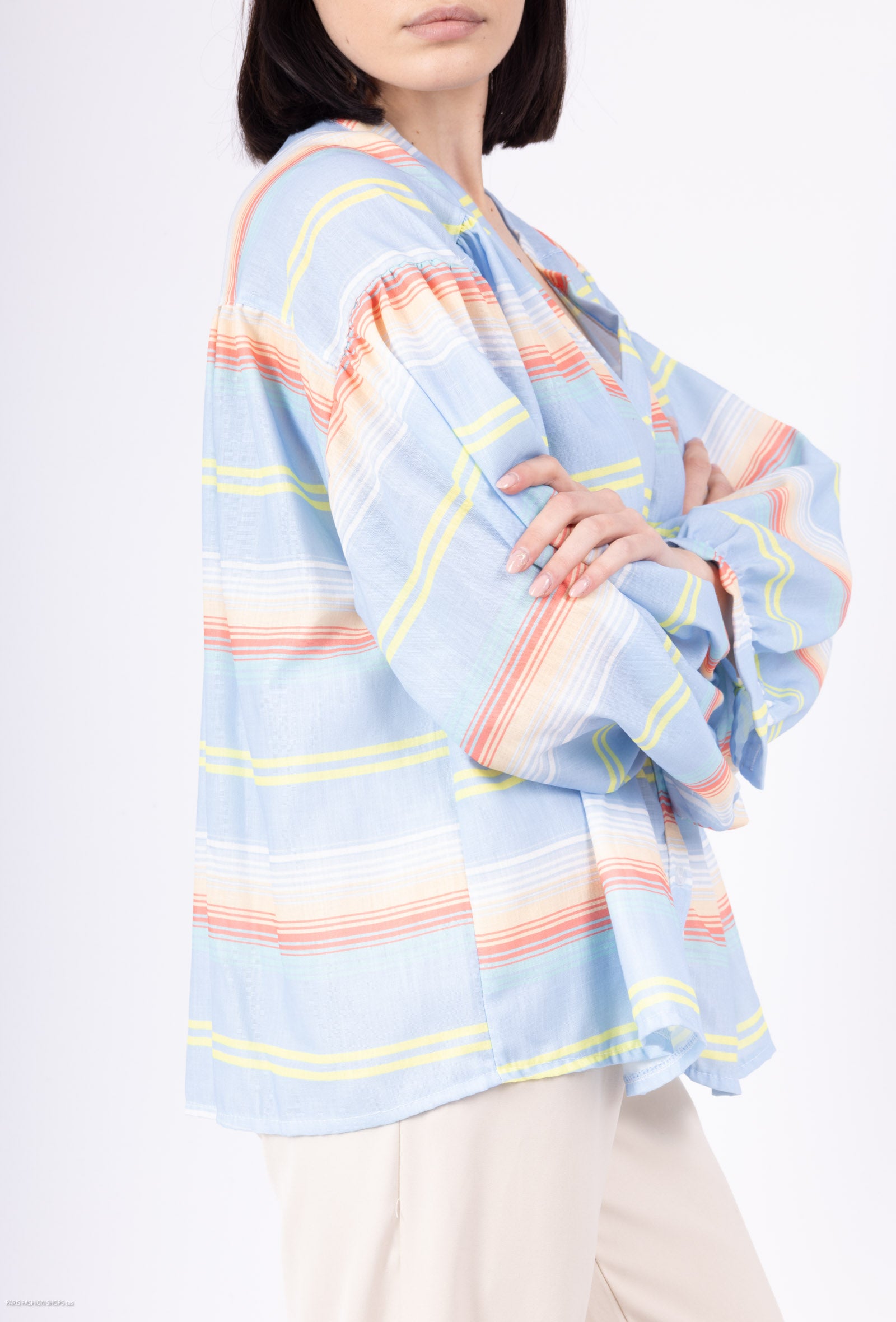 Striped V-Neck Blouse