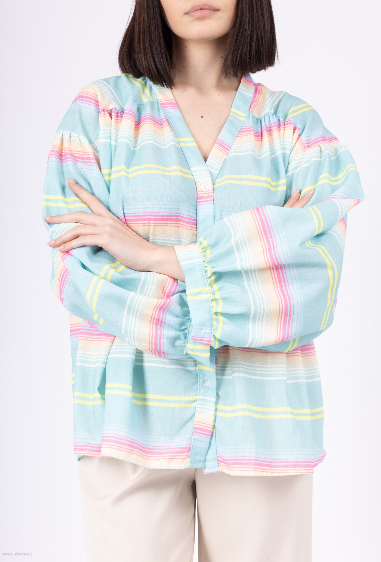 Striped V-Neck Blouse