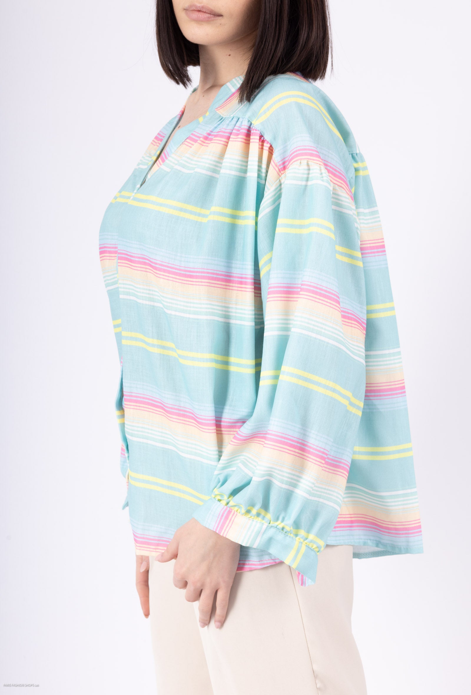 Striped V-Neck Blouse