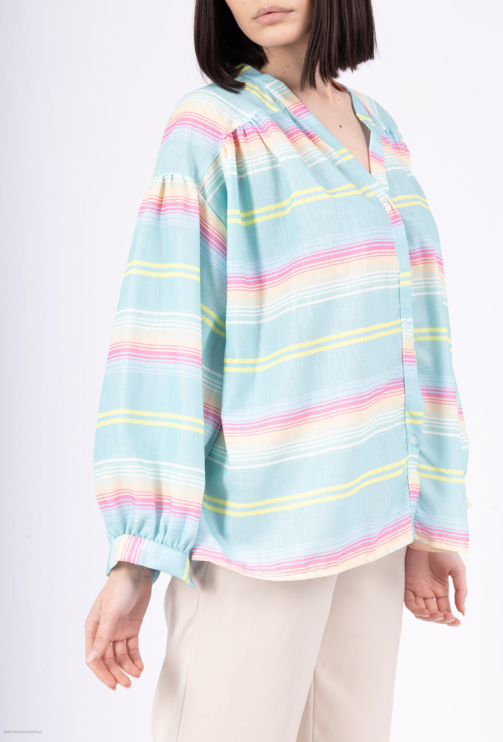 Striped V-Neck Blouse