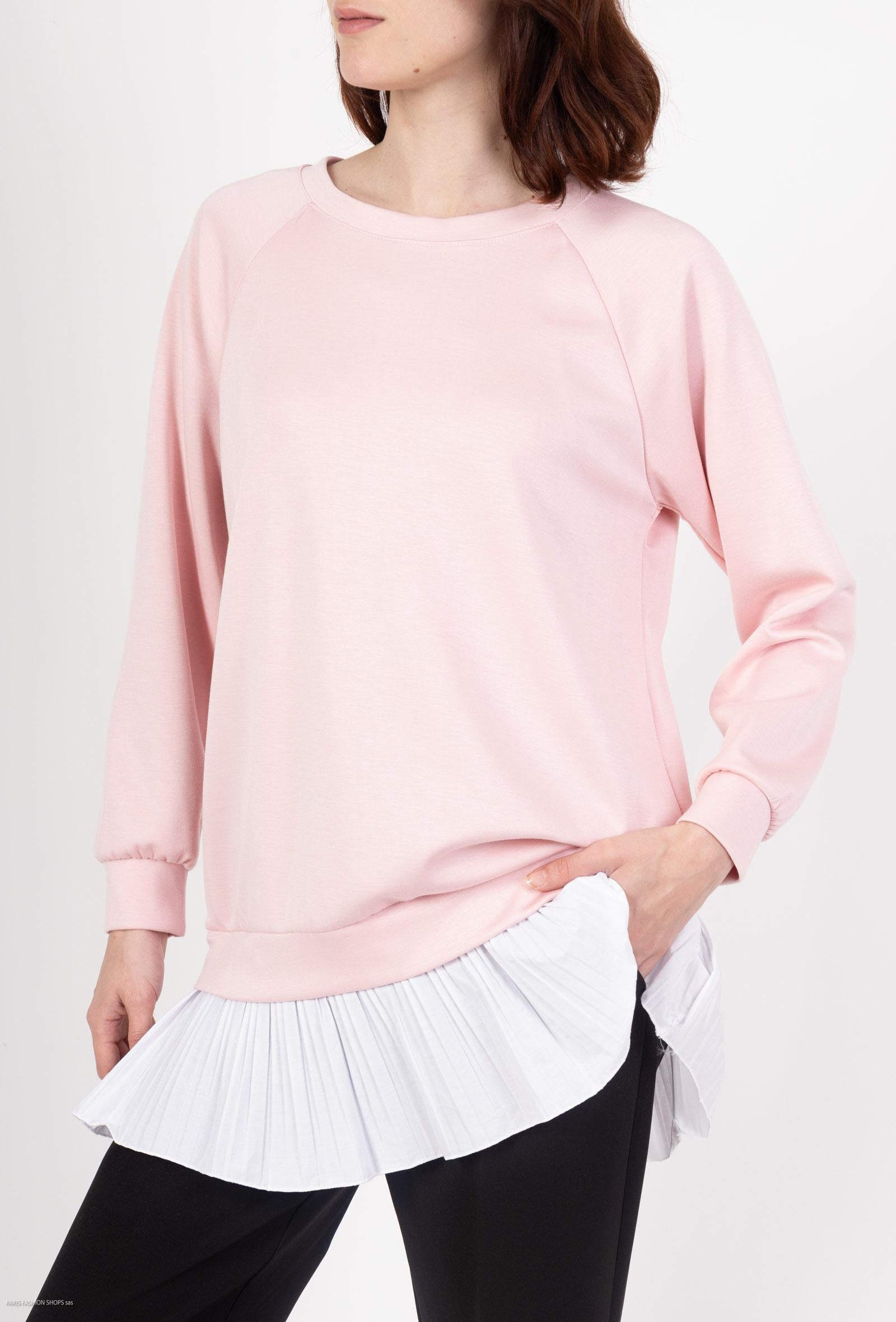 Sweat à ourlet plissé