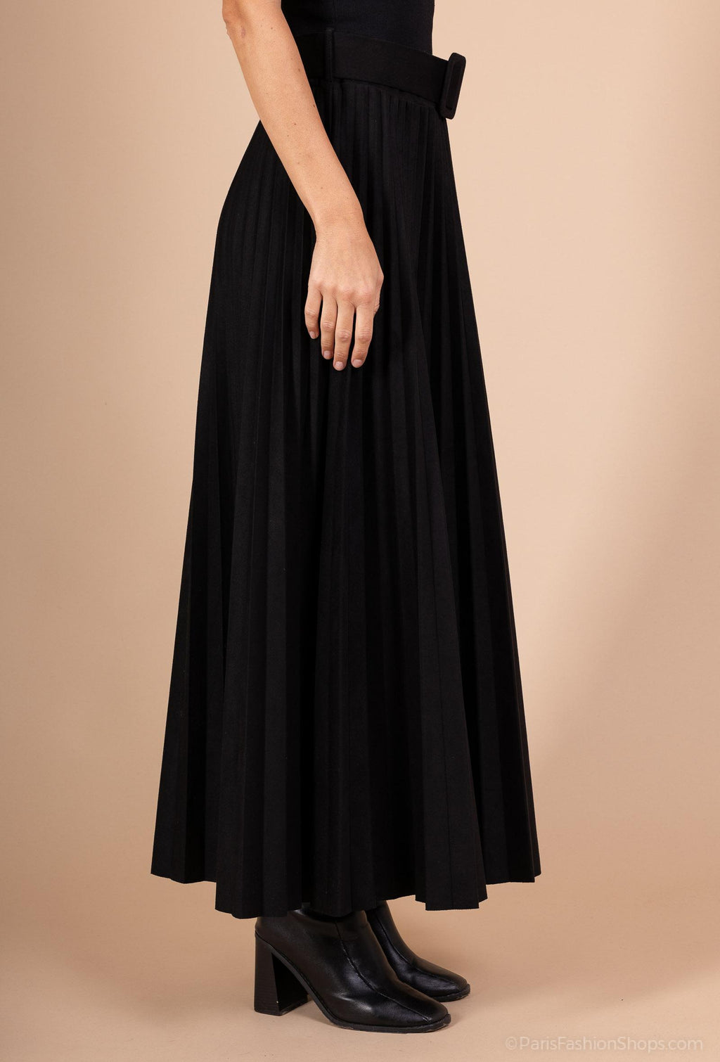Jupe Longue Plissée en Suédine